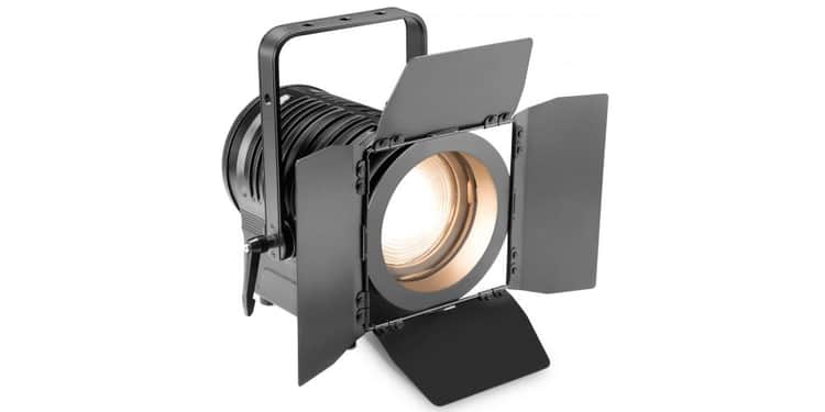 Cameo ts 100 ww foco para teatro con lente fresnel y led blanco cálido de 100 w en una carcasa negra