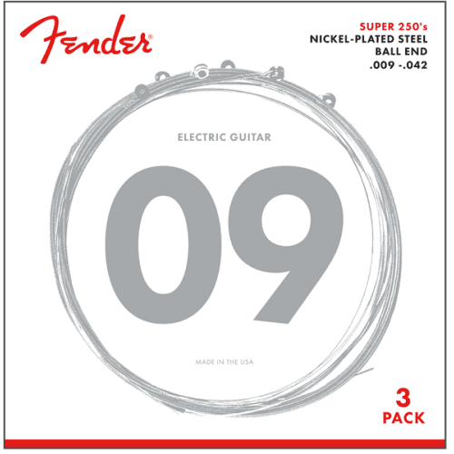 Fender super 250l nps (.009-.042 gauges) pack de 3