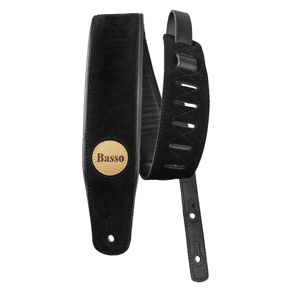 Basso CLA03 Correa Para Guitarra Y Bajo Serie Ante Sintético Negra Acolchada
