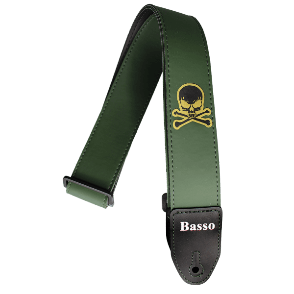 Basso SF128 Correa Para Guitarra Y Bajo Serie Serigrafiada Verde Calavera