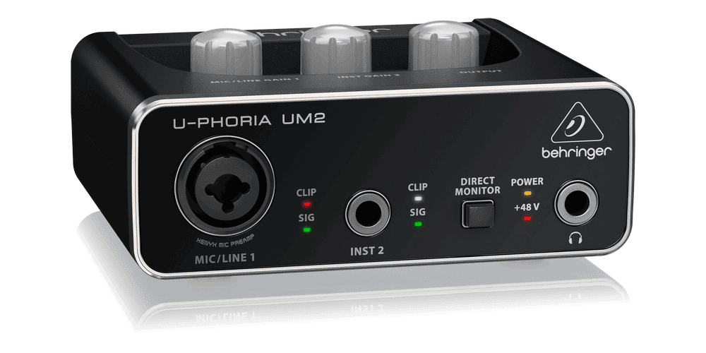 Interface Audio Behringer UM2 U-Phoria + Micrófono Estudio Blue Pack Dublín con Accesorios U-Phoria UM 2 
