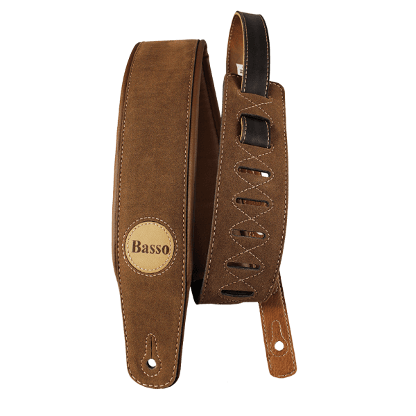 Basso CLA04 Correa Para Guitarra Y Bajo Serie Ante Sintético Marrón Acolchada