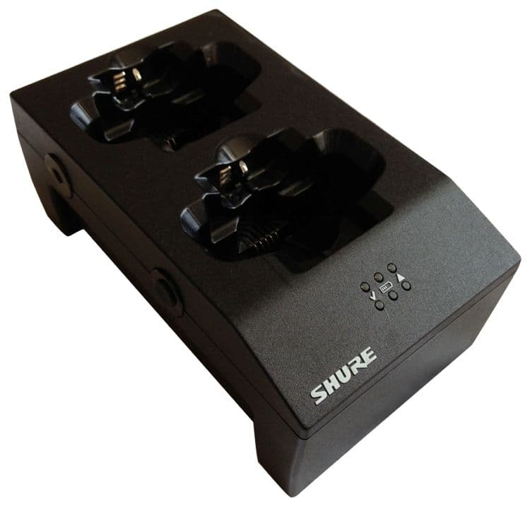 SHURE SBC200 Cargador doble tipo Dock, permite la carga directa de transmisores/re