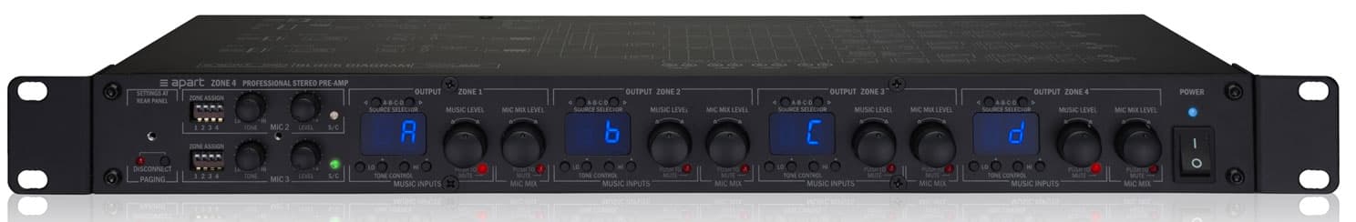 Apart Biamp ZONE4 Preamplificador estéreo 4 Entradas y 4 Salidas de Zona