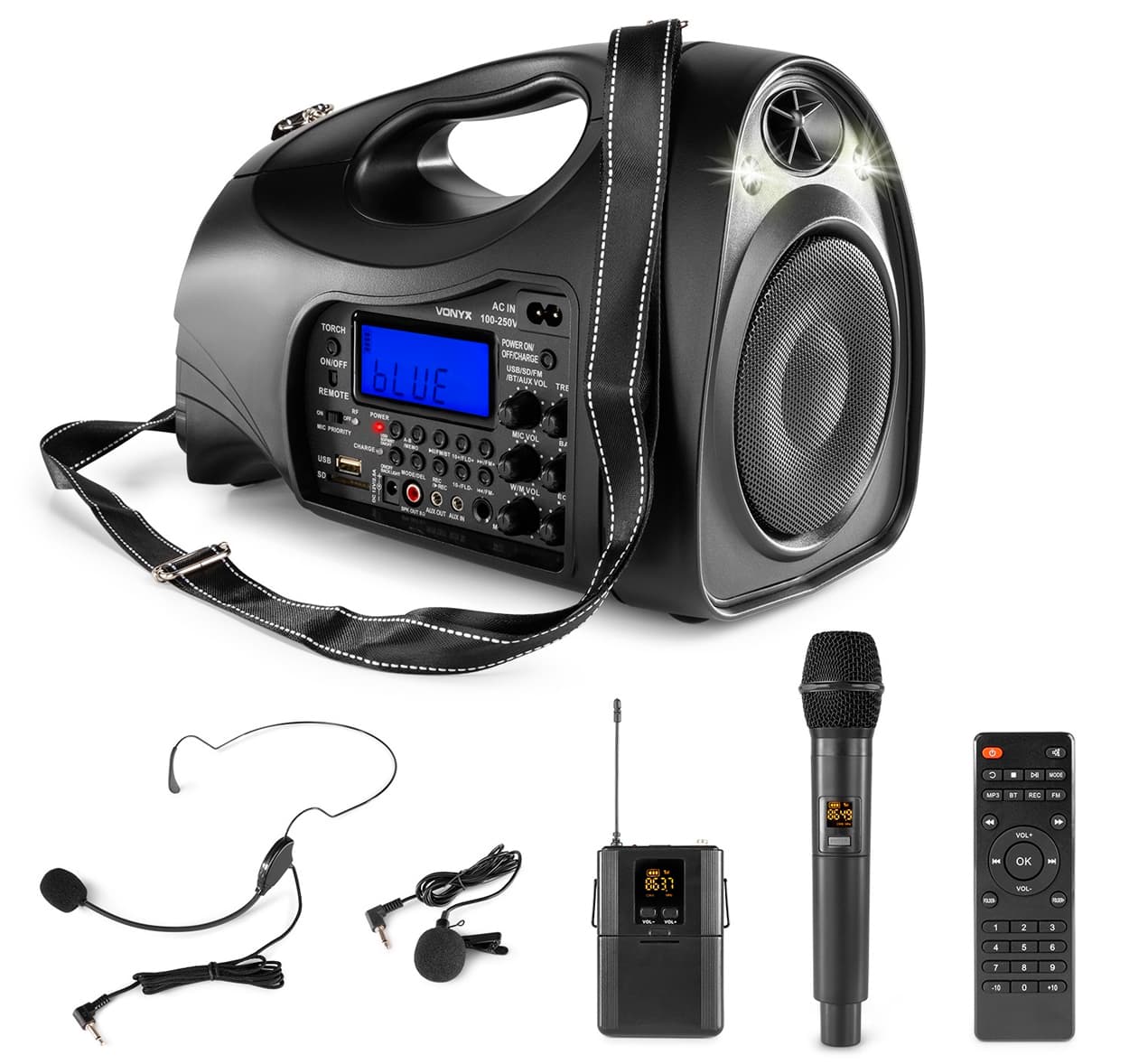 VONYX ST016. Sistema PA Portátil con Micrófono Inalámbrico UHF