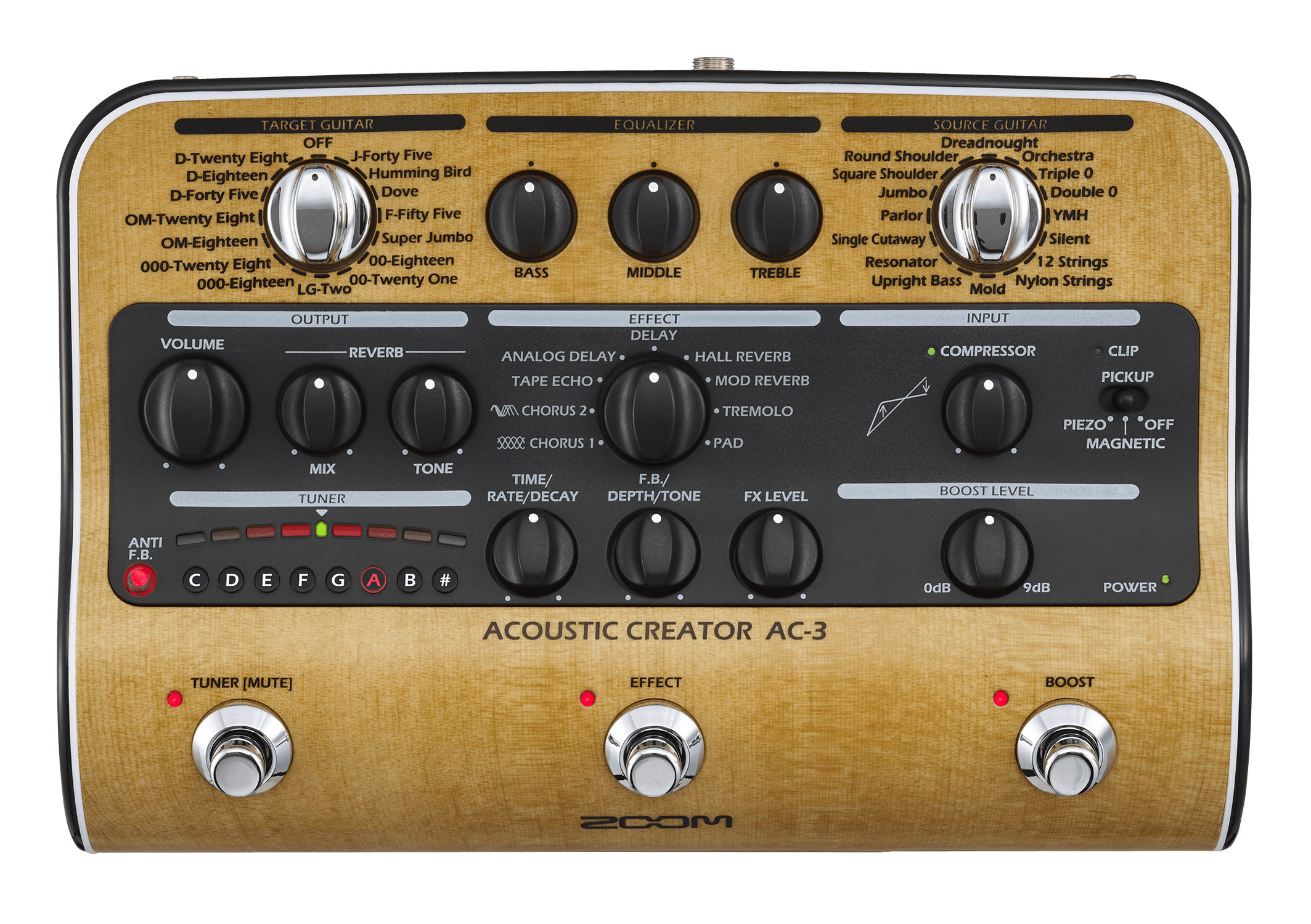 Zoom AC3 Pedal de Efectos para Guitarra Acústica
