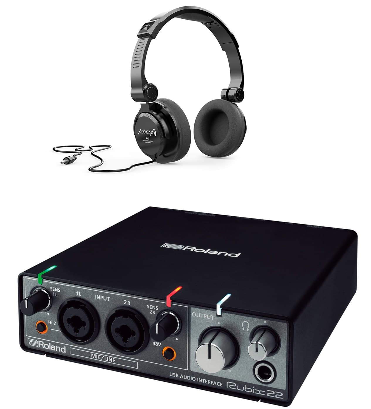 Roland Rubix 22 Interface Audio USB + Audibax RH5 Auriculares Estudio
