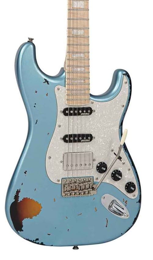 Vintage V6-30TH Guitarra Electrica Gun Hill Blue + Funda