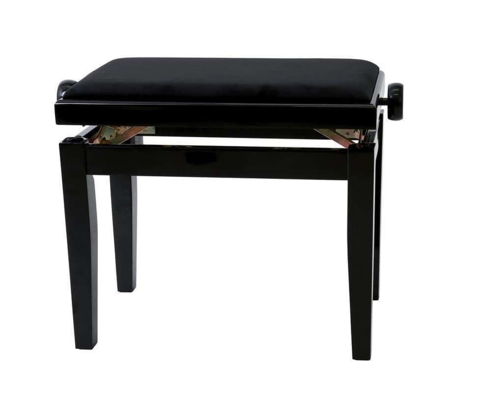 GEWA 130010 Banqueta de Piano Deluxe Negro Brillante Tapizado negro