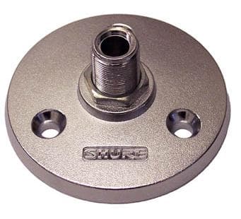 SHURE A13HD Base para Montaje de micro en Superfície rosca 5/8". Plateado.