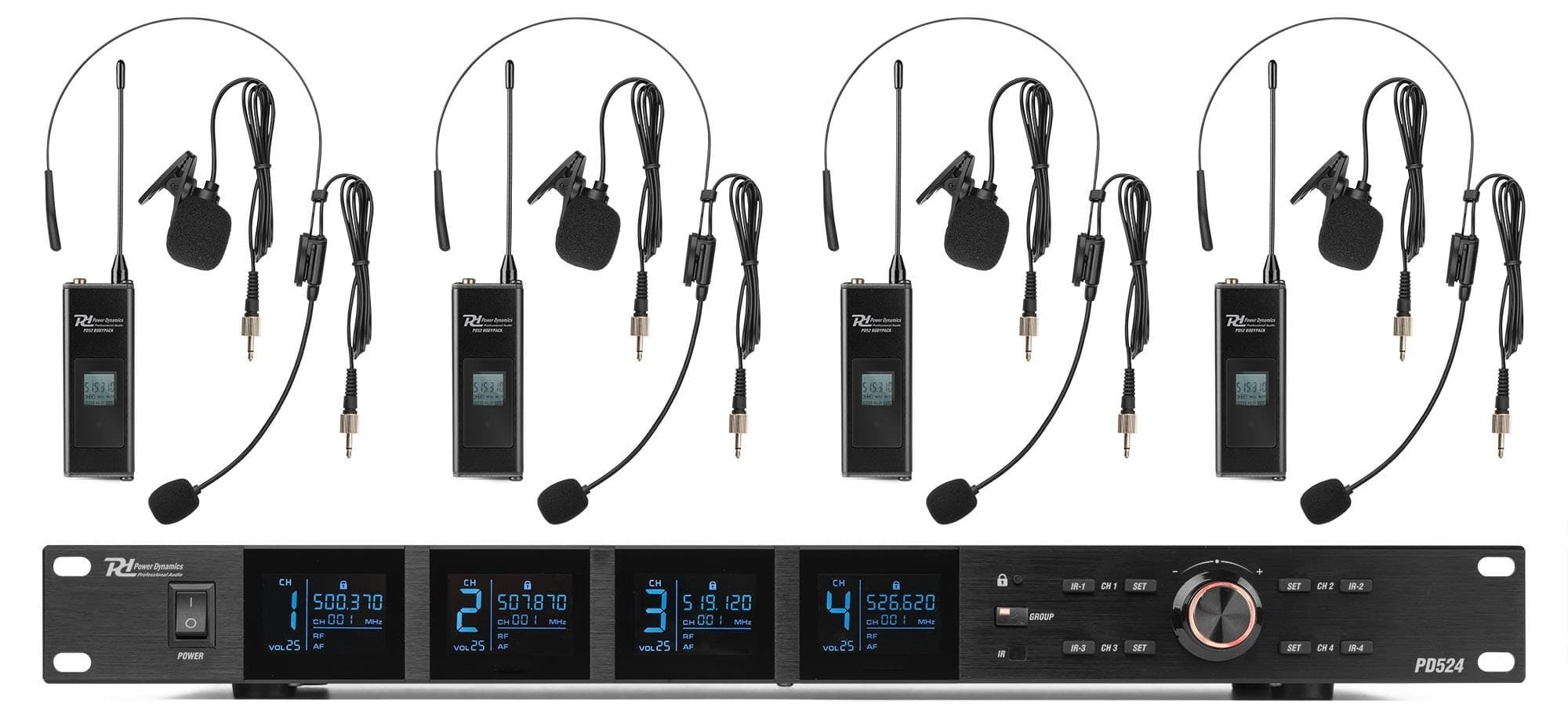 Power Dynamics PD524B Set Micrófonos Diadema Inalámbricos
