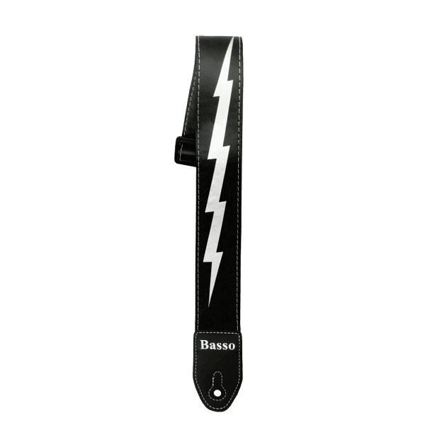 Basso SF51 Correa Para Guitarra Y Bajo Serie Serigrafiada Negra Rayo