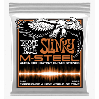 Ernie ball 2922 slinky m-steel cuerdas para guitarra electrica 9-46