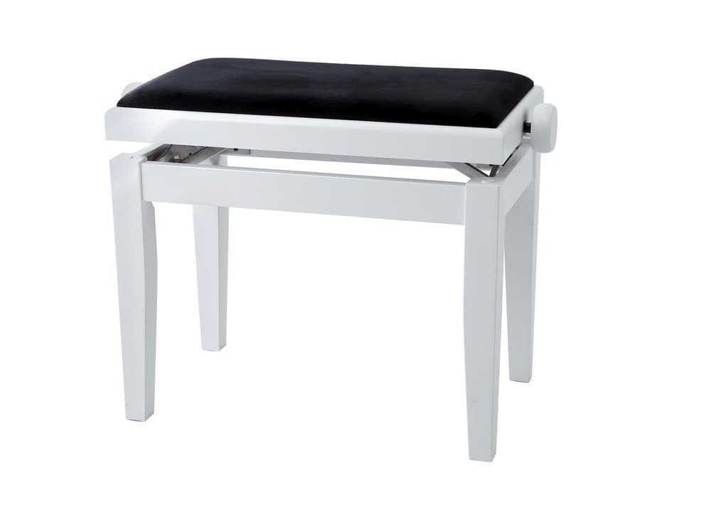 GEWA 130020 Banqueta de Piano Blanco Mate Asiento Negro