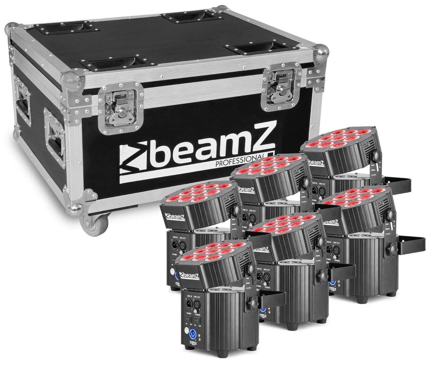 Beamz BBP60 Conjunto Focos, 6pcs en Flightcase con cargador 150587