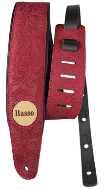 Basso VTSL53 Correa Para Guitarra Y Bajo Serie Cuero Rojo Floreado