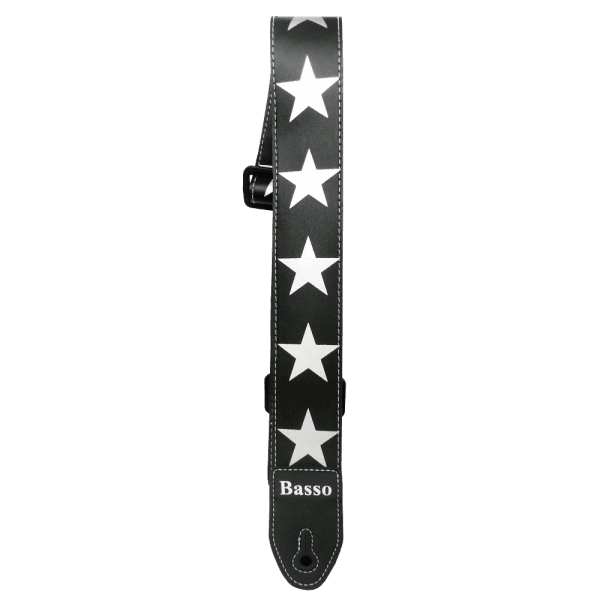 Basso SF01 Correa Para Guitarra Y Bajo Serie Serigrafiada Negro Estrella