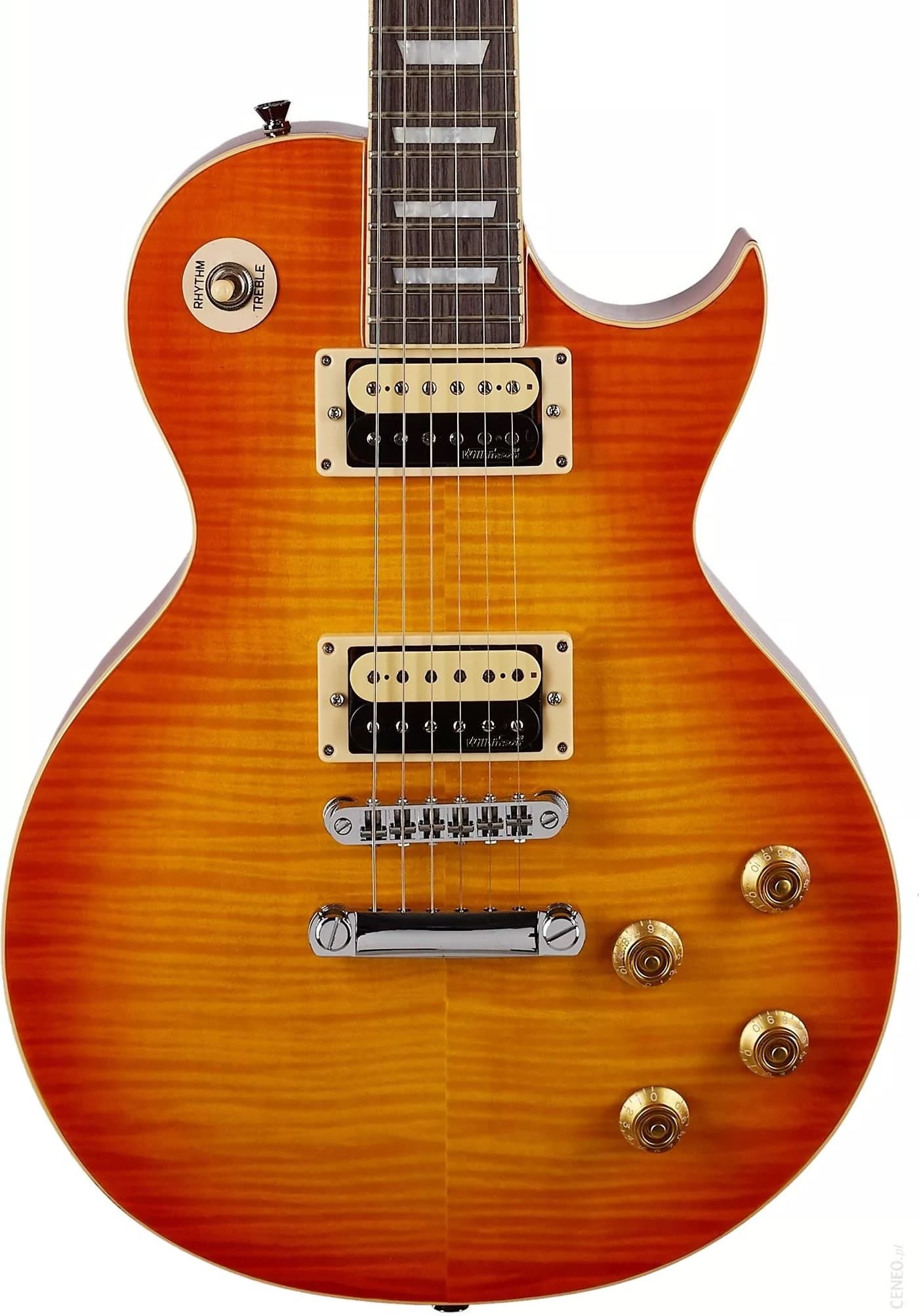 Vintage V100THB flamed maple thru honeyburst