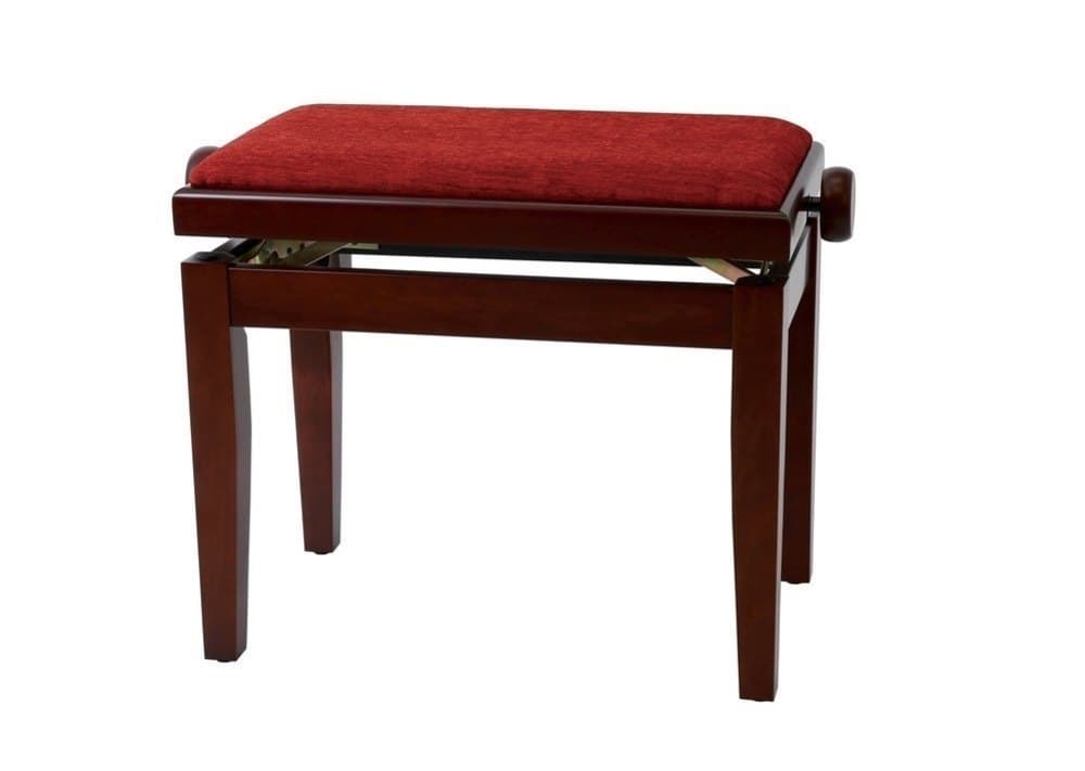 GEWA 130050 Banqueta de Piano Deluxe Caoba Mate Tapizado burdeos