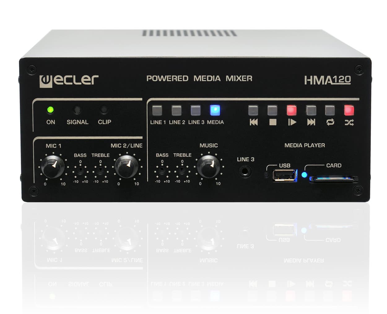 Ecler 1x120W Mezclador Autoalimentado de 100V HMA120