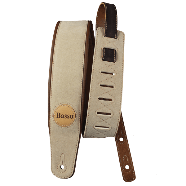 Basso CLA01 Correa Para Guitarra Y Bajo Serie Ante Sintético Beige Acolchada