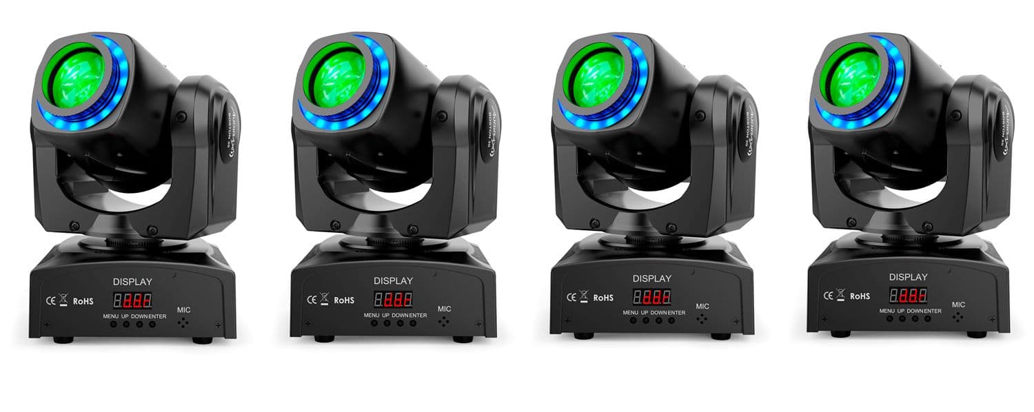 Kit 4 Cabezas Móviles Audibax Boston 30 Ring Cabeza Movil Spot 30w + Anillo LED
