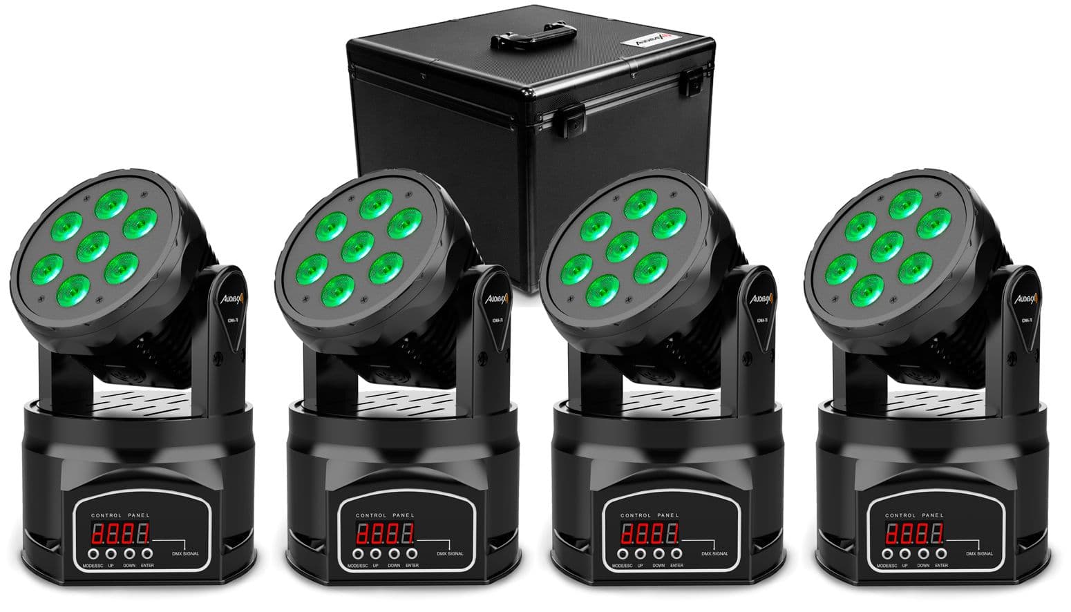 Kit 4 Cabezas Audibax Iowa 70 Cabeza Móvil Disco Wash 70W LED - 4 en 1 RGBW + Flightcase Maleta