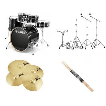 Yamaha stage custom birch studio cranberry negro 20 + paiste pst 3 + hw680 + baquetas