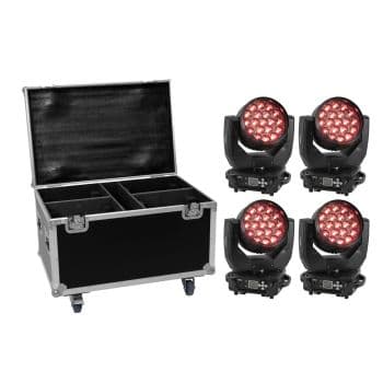 Eurolite set 4x led tmh-x4 + flightcase con ruedas