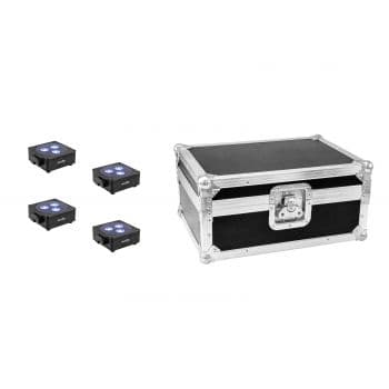 Eurolite set 4x akku flat light 3 black + case