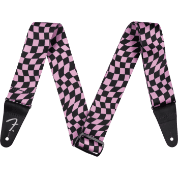 Fender wavy checkerboard polyester strap pink correa guitarra