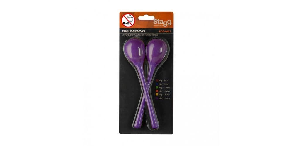 Stagg EGG-MA L/PP Par de maracas de plástico con mango largo en forma de huevo purpura EGG-MA L/PP