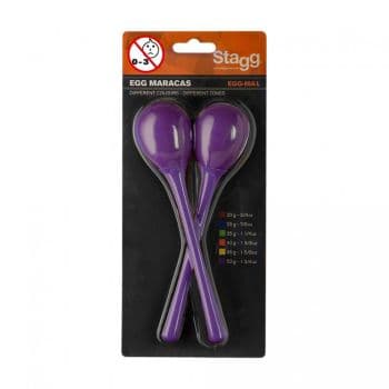 Stagg EGG-MA L/PP Par de maracas de plástico con mango largo en forma de huevo purpura EGG-MA L/PP