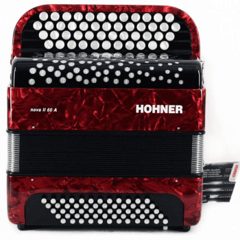 Hohner acordeón nova ii 60 bajos a-1233 rojo