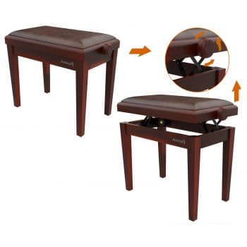 Audibax KB600 Nogal Banco para Piano Teclado Ajustable Regulable Acolchado KB600 Nogal