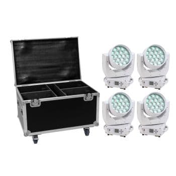 Eurolite set 4x led tmh-x4 white + flightcase ruedas