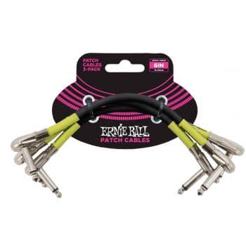 Ernie ball 6059 cable patch bk jack a jack plano 15 cm negro pack 3 unid