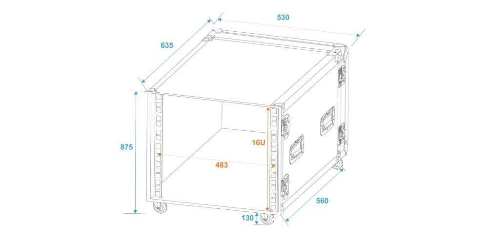 Roadinger Rack Profi KM 16U 55cm con Ruedas Rack Profi KM 16U 55cm with wheels