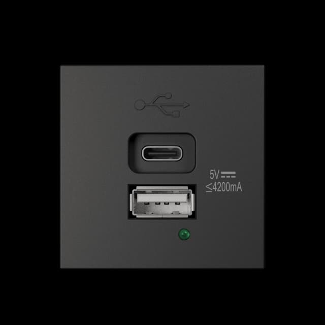 PROCAB CP45PUSB/B Módulo de conexión - Módulo cargador con USB tipo A y tipo C Negro PROCAB CP45PUSB/B