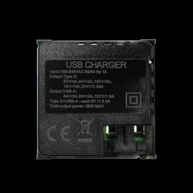 PROCAB CP45PUSB/B Módulo de conexión - Módulo cargador con USB tipo A y tipo C Negro PROCAB CP45PUSB/B