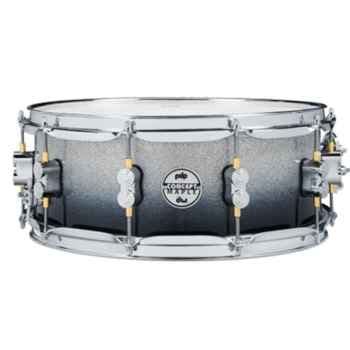 Drum workshop pdcm5514sssb pdp concept maple 5.5x14 snare silver to black sparkle fade lacquer