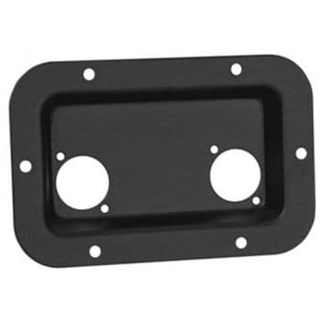 Adam hall 8708 blk placa de montaje de acero para 2 x enchufes universales tipo d, negro