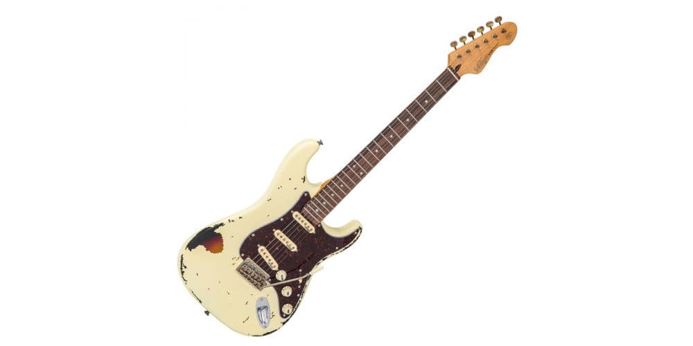 Vintage V6 Distressed White Guitarra Eléctrica Vintage V6 Distressed White