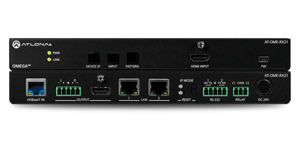 Atlona OME-RX21 Receptor OMEGA HDBaseT 4K/UHD con Salida de Audio y Entrada Local HDMI AT-OME-RX21