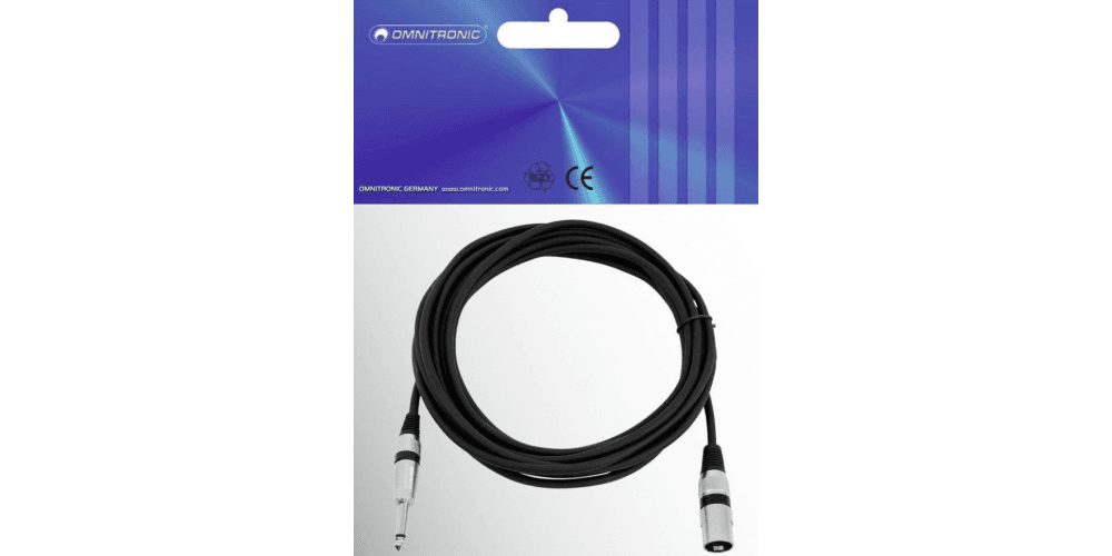 Omnitronic Cable Adaptador XLR (M) /Jack Mono (5m) Negro Cable Adaptador XLR (M) /Jack Mono (5m) Negro