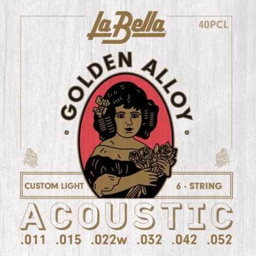 La Bella 40PCL Juego De Cuerdas Para Guitarra Acústica CUSTOM LIGHT 11-52 40PCL