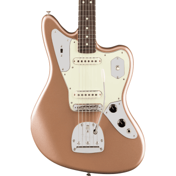 Fender am pro classic jaguar rw faded firemist gold guitarra eléctrica