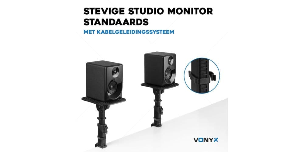 VONYX SMS32 Soportes Monitores Estudio con Abrazaderas SMS32 Mon.StandSet Tilt Clamp 28cm