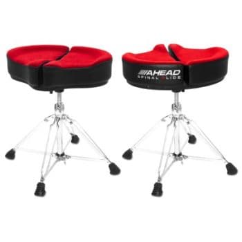 Ahead Drum Thrones SPG-R Banqueta 18" Spinal G Saddle Top de tela roja 4 patas SPG-R Banqueta 18" Spinal G Saddle Top de tela roj