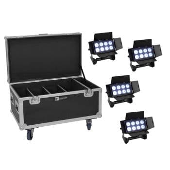 Eurolite set 4x multiflood ip 8x10w rgbw wash crmx + case